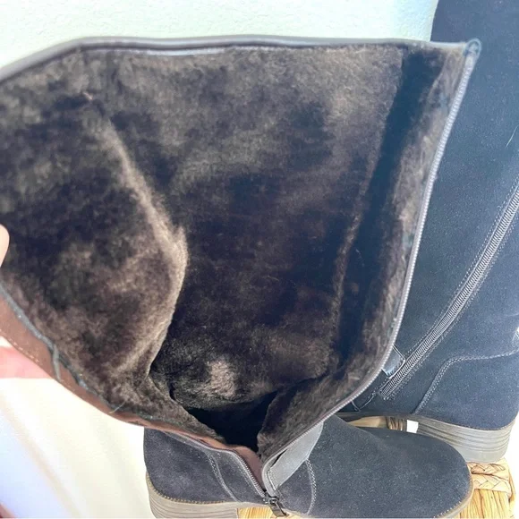 Spring Step Women’s Genuine Leather Dark Brown Suede Tall Boot Vegan Fur Sz. 38 - Picture 12 of 14